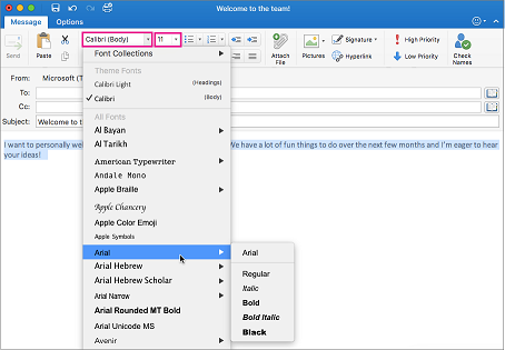 mark up an email outlook for mac 2016